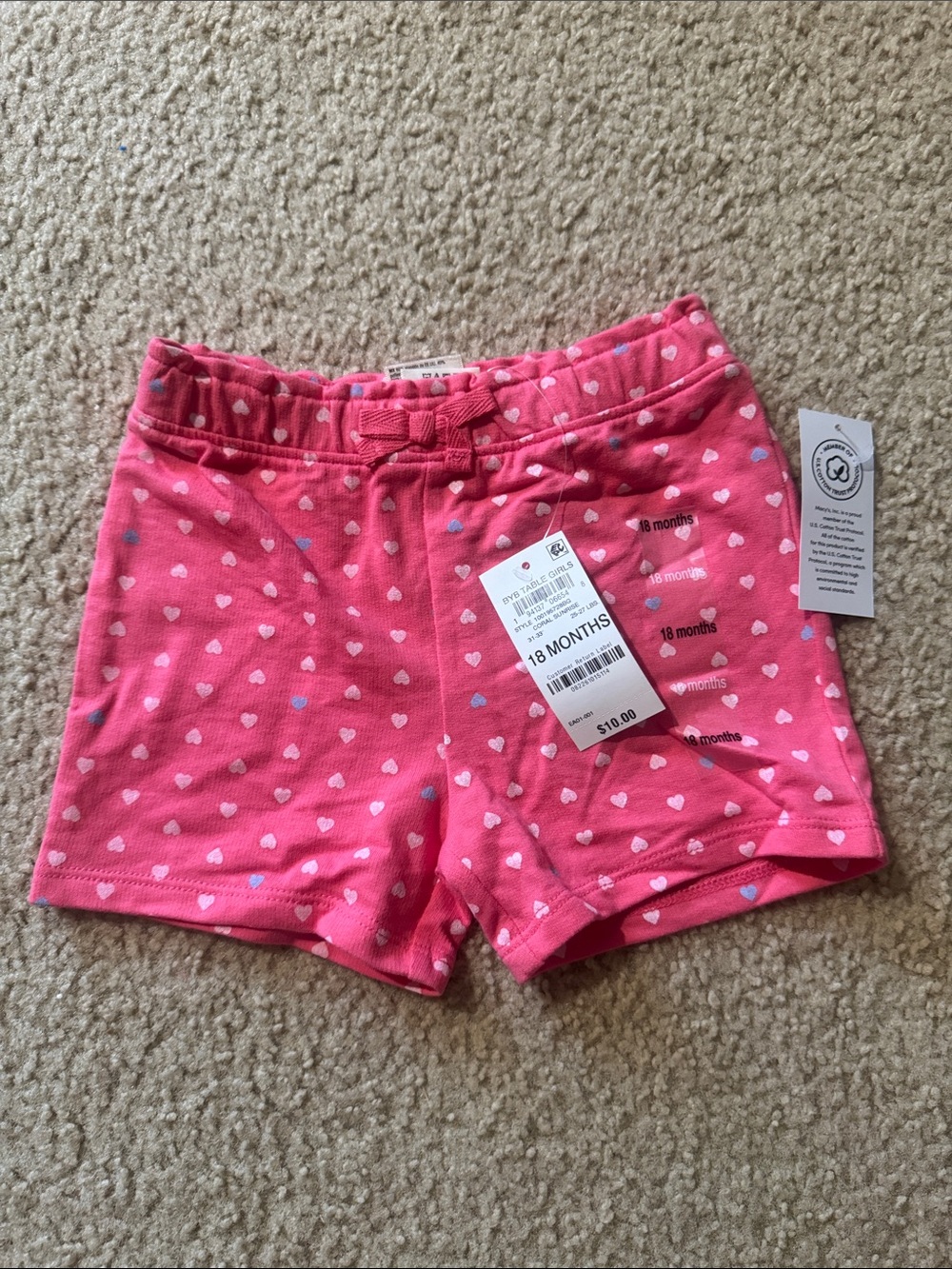 First Impressions Pink Heart Print Girls' Shorts
